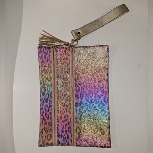 Rainbow Leopard Wristlet Bag
